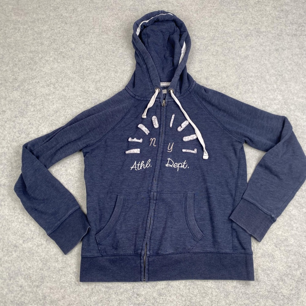 Aeropostale Hoodie Girls Medium Blue Full Zip Fleece NY Athl Juniors Sweatshirt